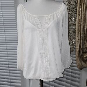 BCX Elegant White Blouse with Textured Design